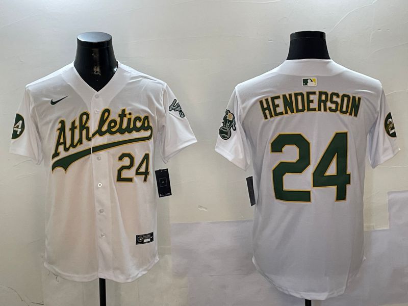 Men Oakland Athletics #24 Henderson White Game Nike 2024 MLB Jersey style 1->oakland athletics->MLB Jersey